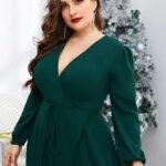Robe De Soiree Grande Taille Verte Manches Longues 4