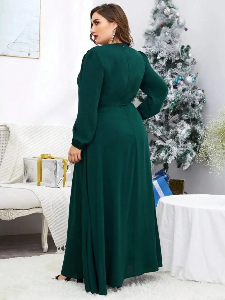 Robe De Soiree Grande Taille Verte Manches Longues