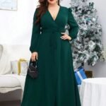 Robe De Soiree Grande Taille Verte Manches Longues Vert L