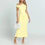 Robe De Soiree Jaune Midi Moulante