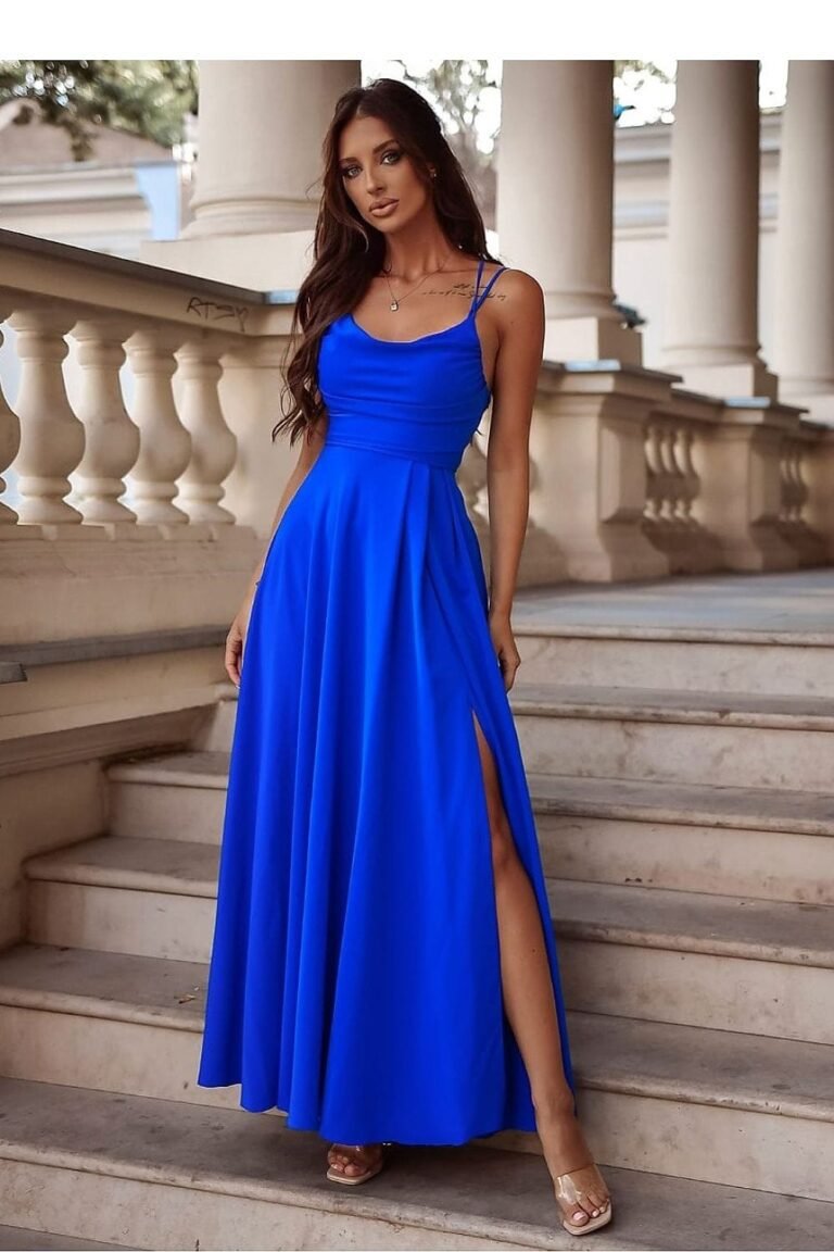 Robe De Soiree Longue Fendue Chic Bleu 32