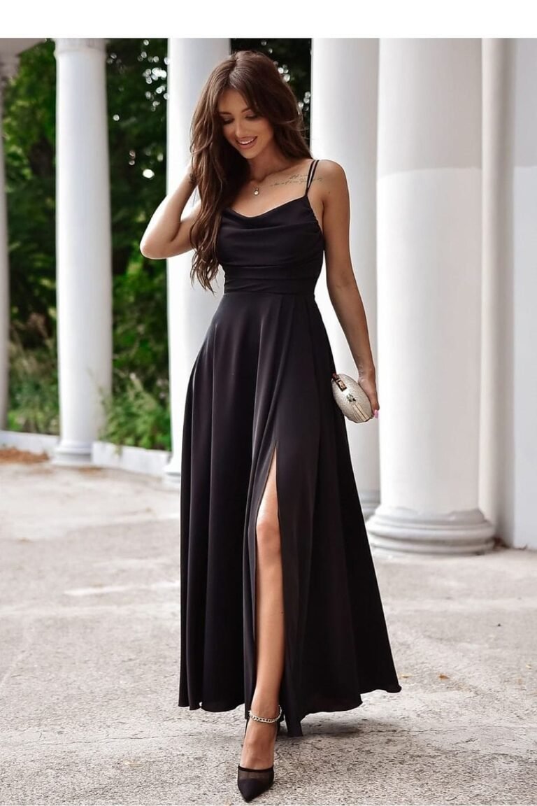 Robe De Soiree Longue Fendue Chic Noir 32