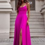 Robe De Soiree Longue Fendue Chic Rose 32