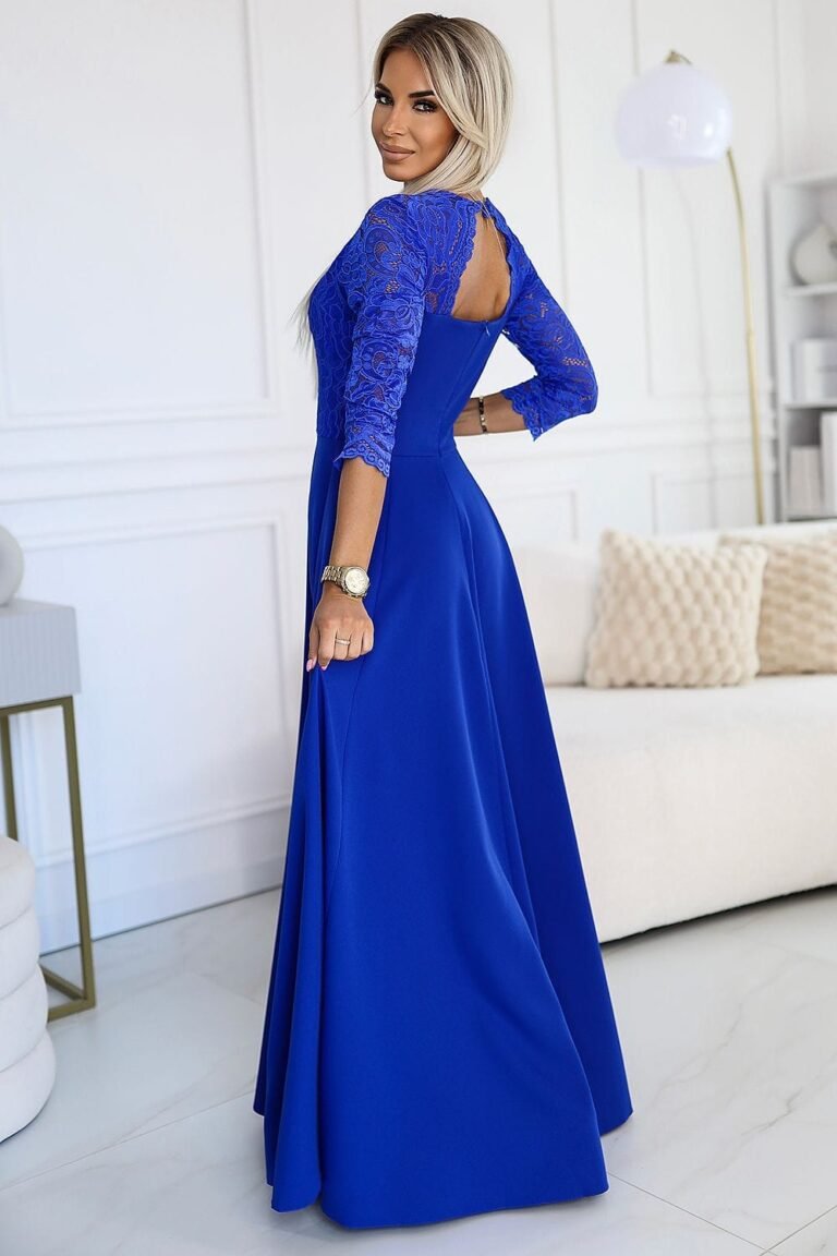 Robe De Soiree Longue Fendue Haut En Dentelle 4