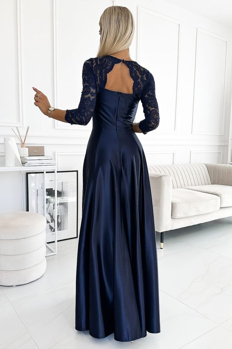 Robe De Soiree Longue Fendue Haut En Dentelle 6