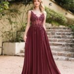 Robe De Soiree Longue Fluide Princesse Bordeaux 32