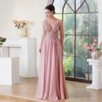 Robe De Soiree Longue Fluide Princesse Rose Poudre 32