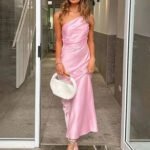 Robe De Soiree Longue Une Epaule Dos Nu Rose S