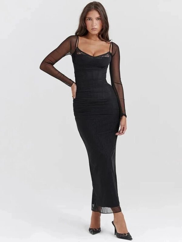 Robe De Soiree Manche Longue Noir S