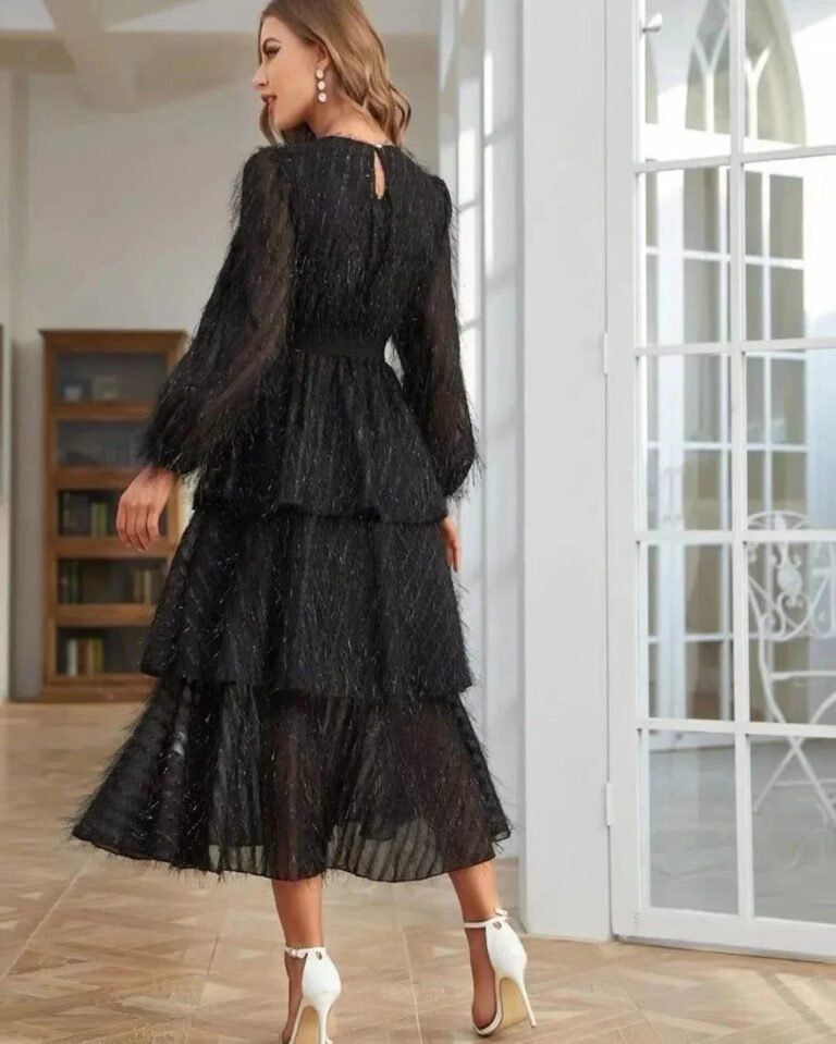 Robe De Soiree Manches Longues Col Rond 2