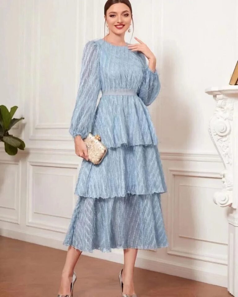 Robe De Soiree Manches Longues Col Rond 4