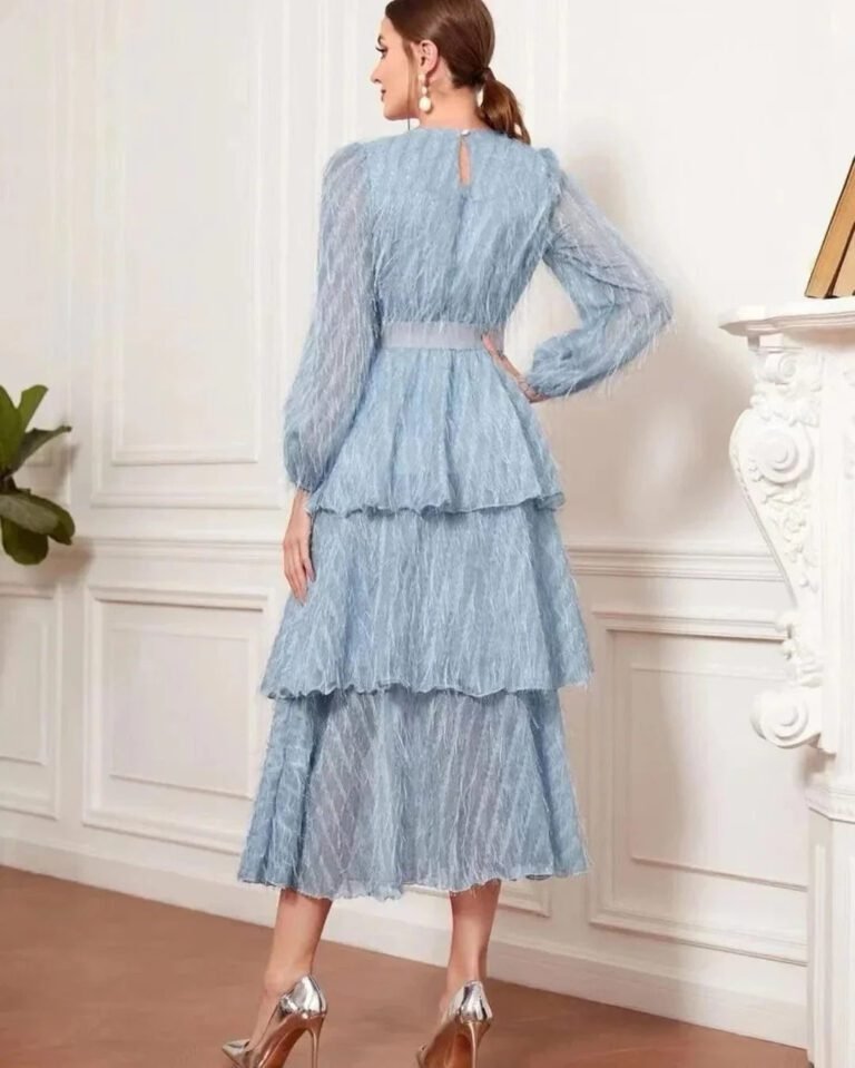 Robe De Soiree Manches Longues Col Rond