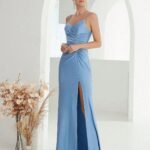 Robe De Soiree Mariage Chic Moulante Bleue 4