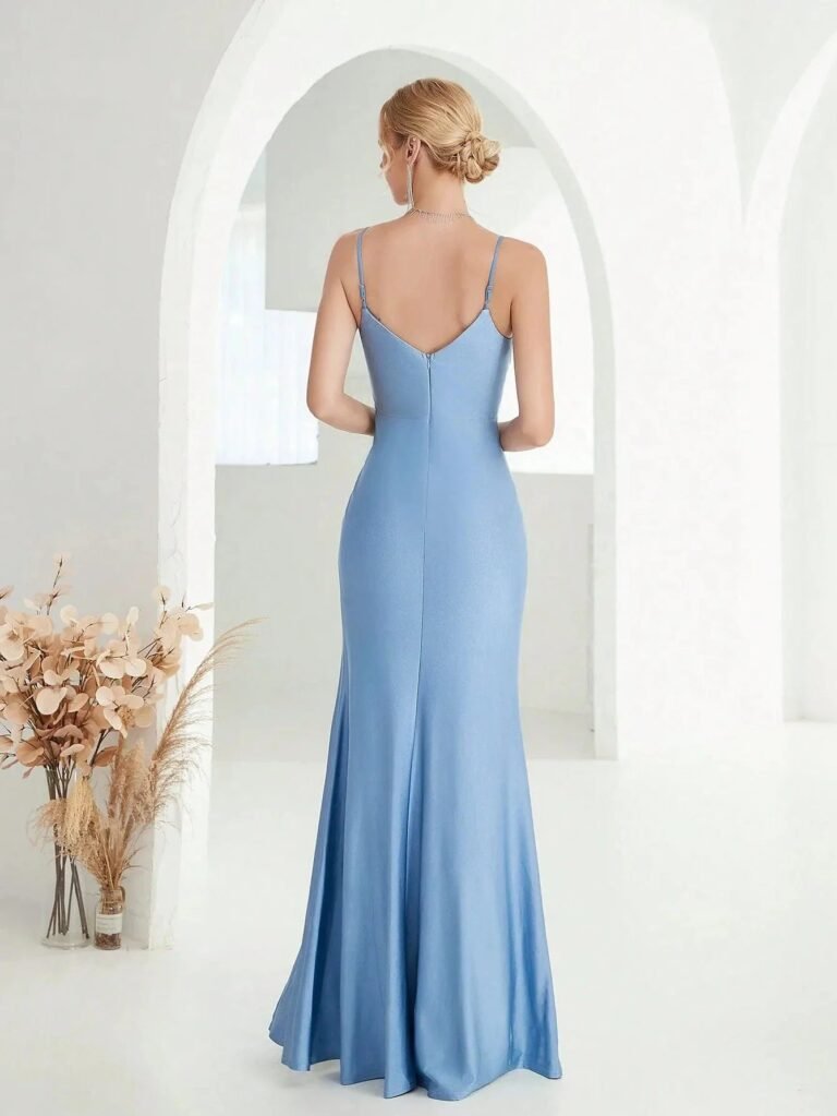 Robe De Soiree Mariage Chic Moulante Bleue