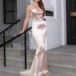 Robe De Soiree Mariage Dos Nu Satin Ivoire