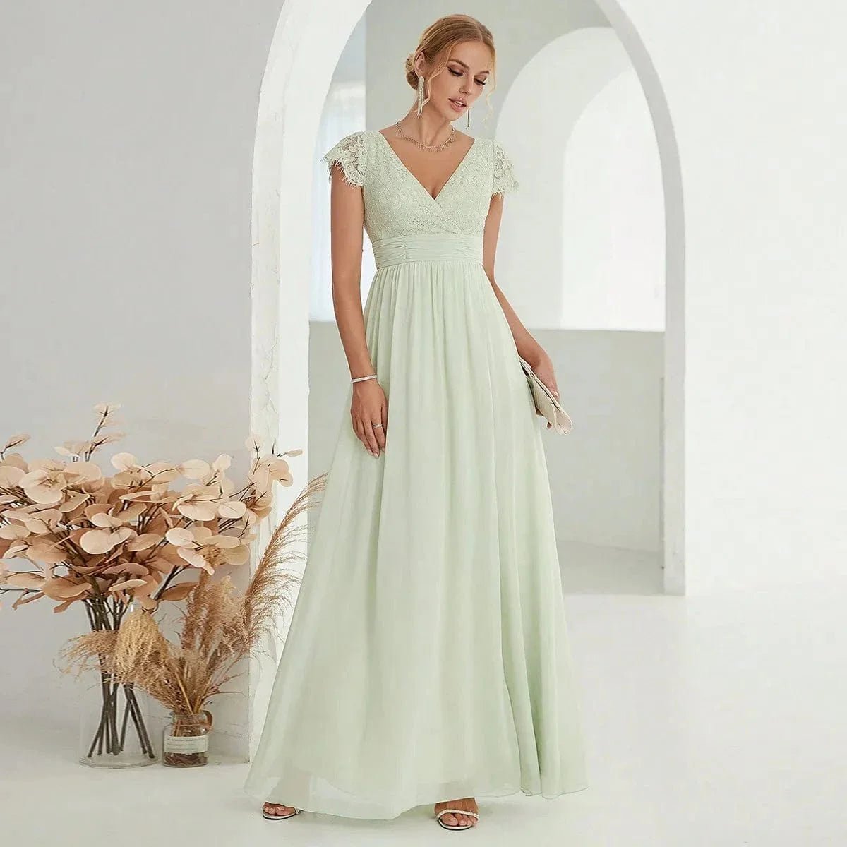 Robe De Soiree Mariage Elegante Verte 4