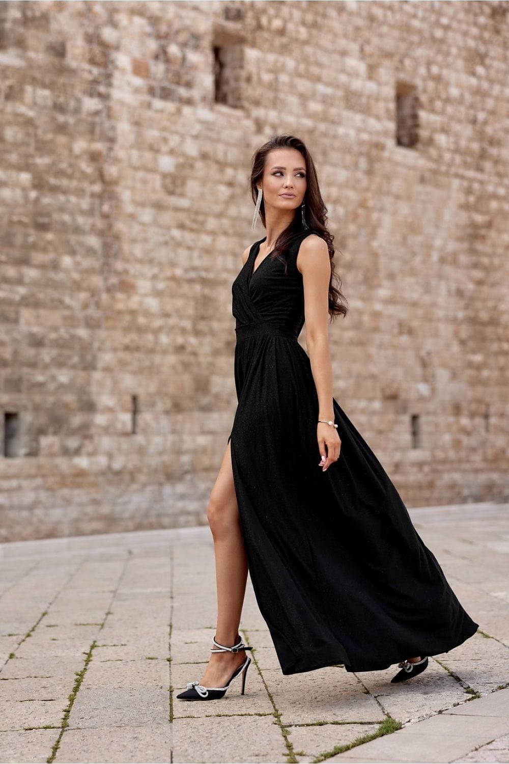 Robe De Soiree Mariage Longue Fendue Sans Manches 11