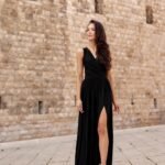 Robe De Soiree Mariage Longue Fendue Sans Manches Noir 34