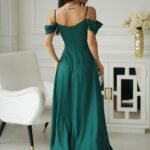 Robe De Soiree Mariage Longue Verte Fendue