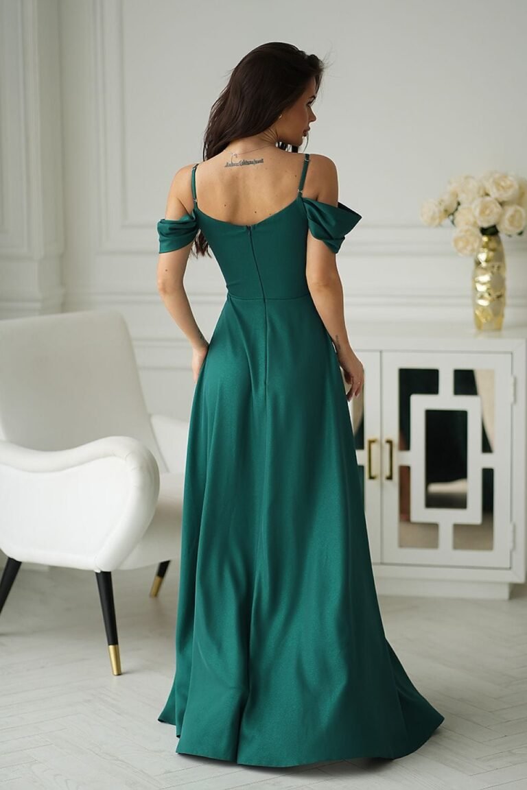 Robe De Soiree Mariage Longue Verte Fendue