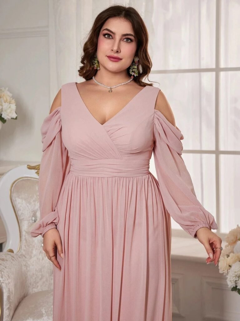 Robe De Soiree Mariage Rose Poudre Grande Taille 2