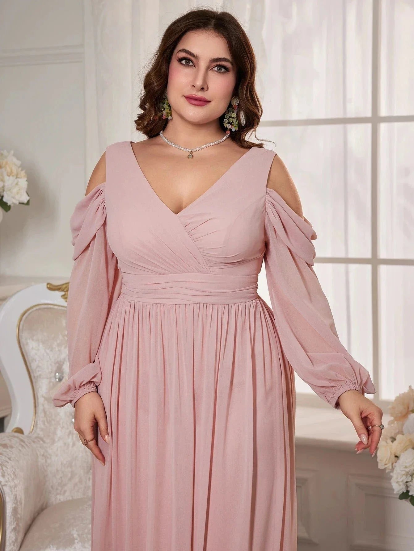 Robe De Soiree Mariage Rose Poudre Grande Taille 2