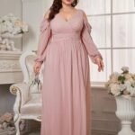 Robe De Soiree Mariage Rose Poudre Grande Taille 4