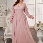 Robe De Soiree Mariage Rose Poudre Grande Taille 5