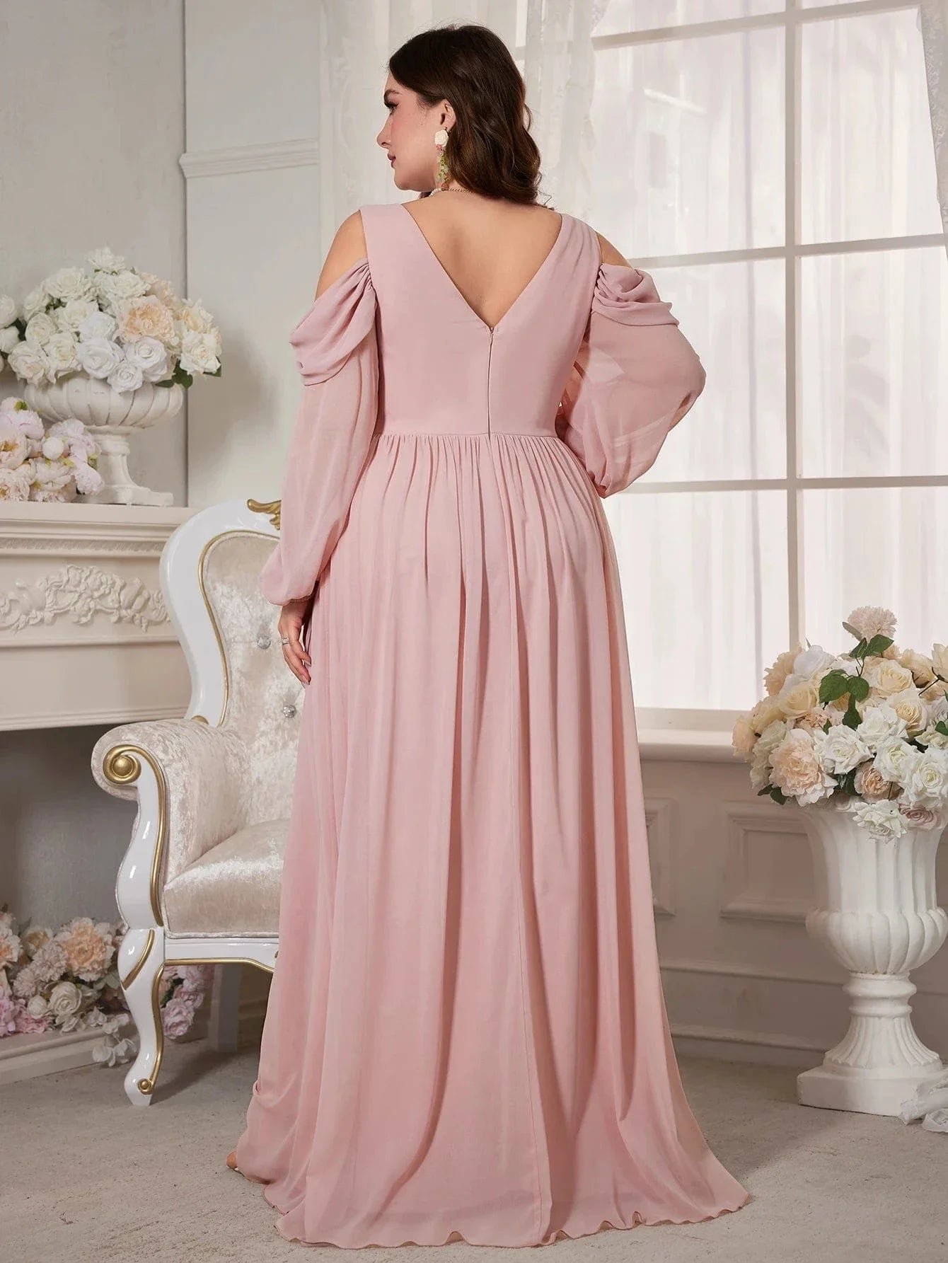 Robe De Soiree Mariage Rose Poudre Grande Taille