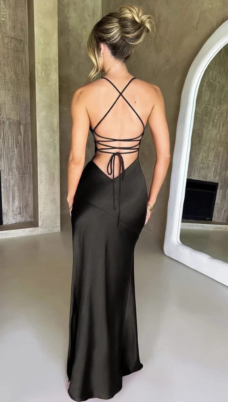 Robe De Soiree Mariage Sexy Dos Nu Satin 3