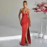 Robe De Soiree Mariage Sexy Dos Nu Satin Rouge S