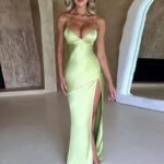 Robe De Soiree Mariage Sexy Dos Nu Satin Vert Clair S