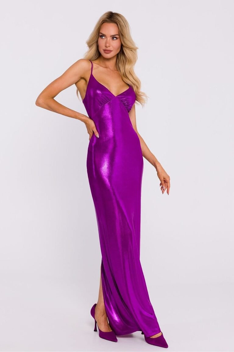 Robe De Soiree Metallique Chic Longue Moulante Violet S