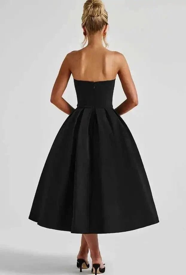 Robe De Soiree Midi Evasee Haut Bustier 2