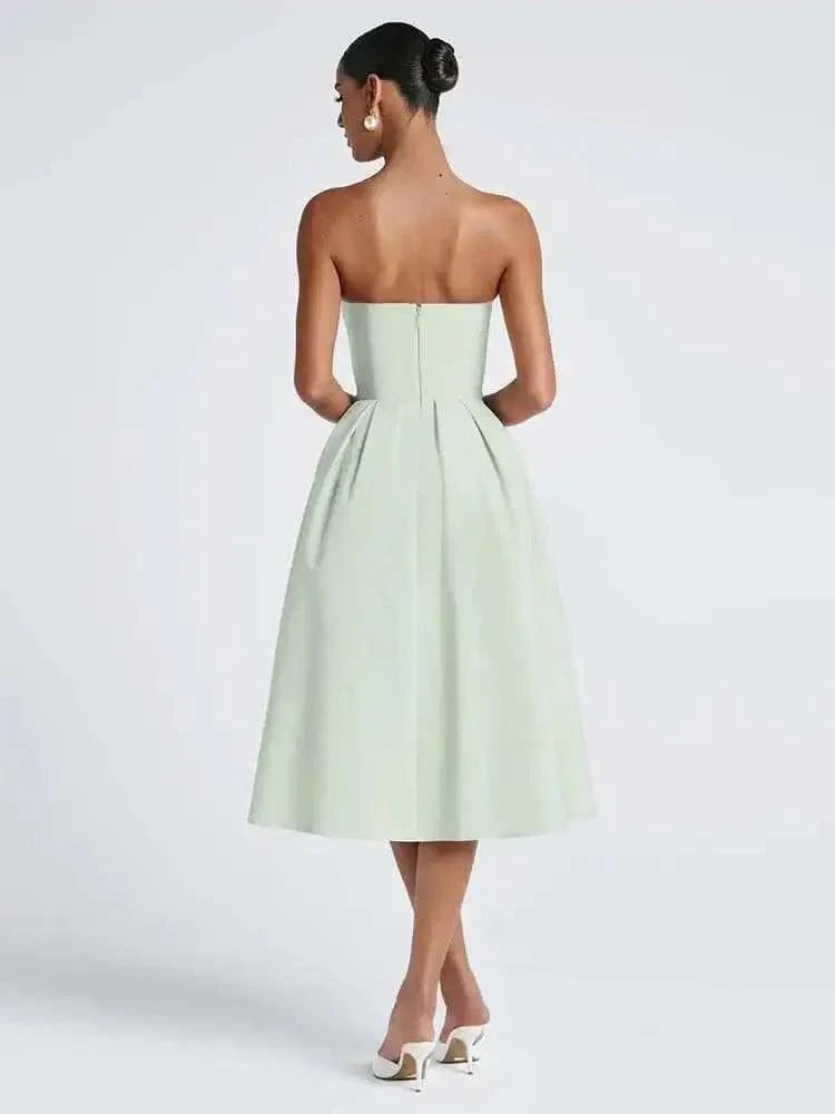 Robe De Soiree Midi Evasee Haut Bustier 4