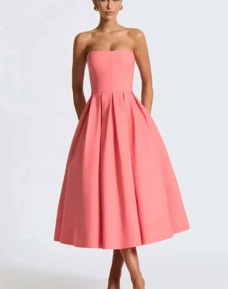 Robe De Soiree Midi Evasee Haut Bustier 8