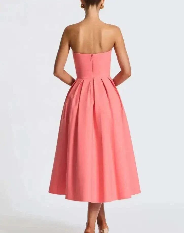 Robe De Soiree Midi Evasee Haut Bustier
