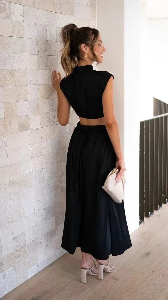 Robe De Soiree Midi Fluide Col Halter 2