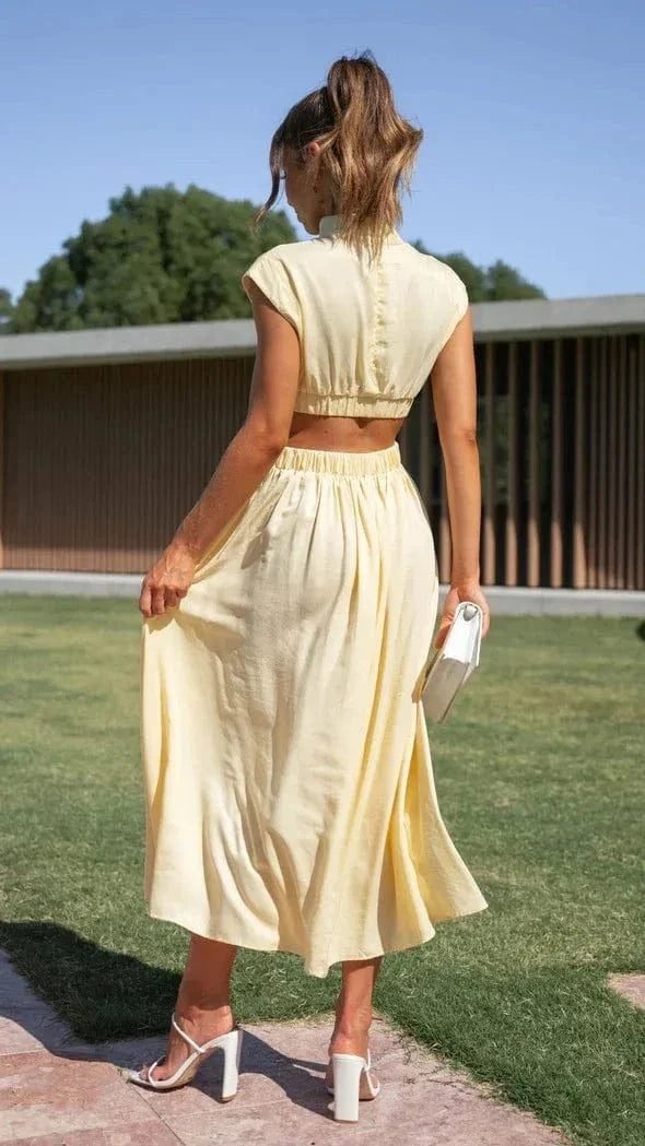 Robe De Soiree Midi Fluide Col Halter 6