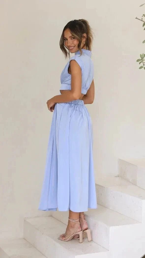 Robe De Soiree Midi Fluide Col Halter 8