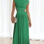 Robe De Soiree Midi Fluide Col Halter Vert S