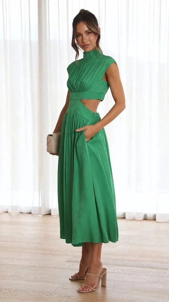 Robe De Soiree Midi Fluide Col Halter