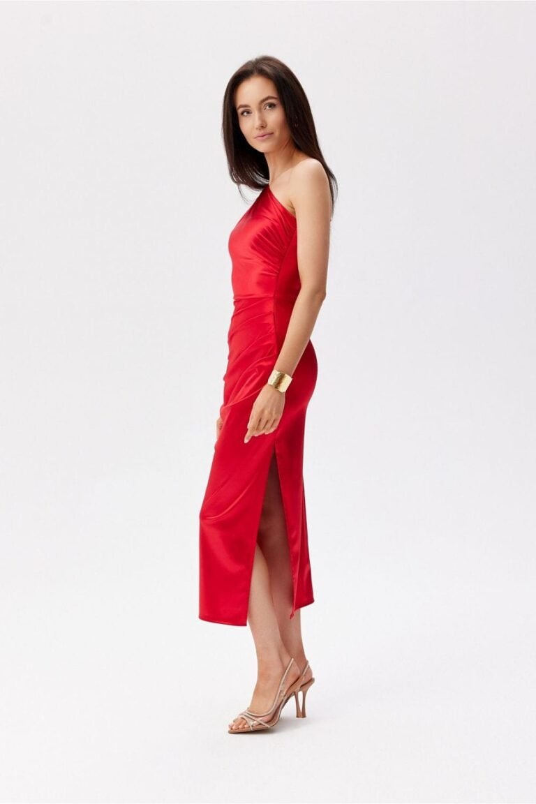 Robe De Soiree Moulante Asymetrique Rouge 2