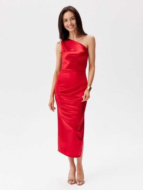 Robe De Soiree Moulante Asymetrique Rouge Rouge 34
