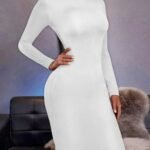 Robe De Soiree Moulante Manches Longues Blanc S