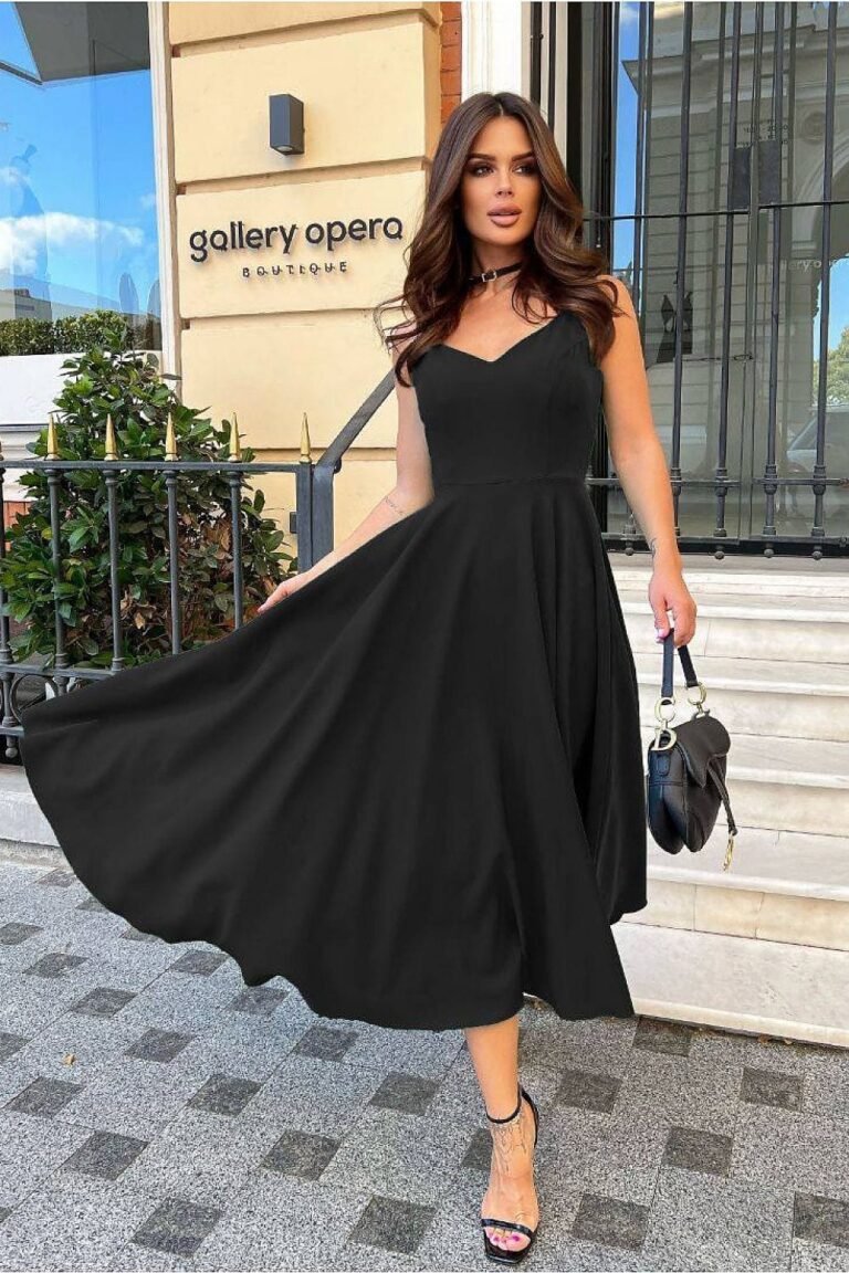 Robe De Soiree Noire Chic Evasee 3