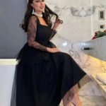 Robe De Soiree Noire Chic Midi Manches En Dentelle Noir S