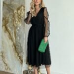 Robe De Soiree Noire Midi Manches Longues Noir 34