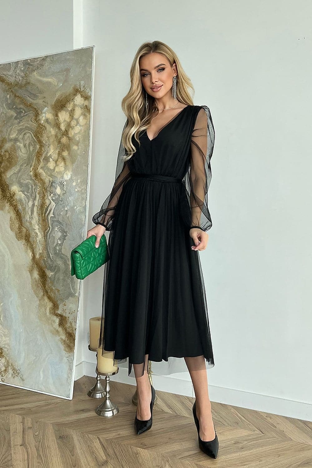 Robe De Soiree Noire Midi Manches Longues