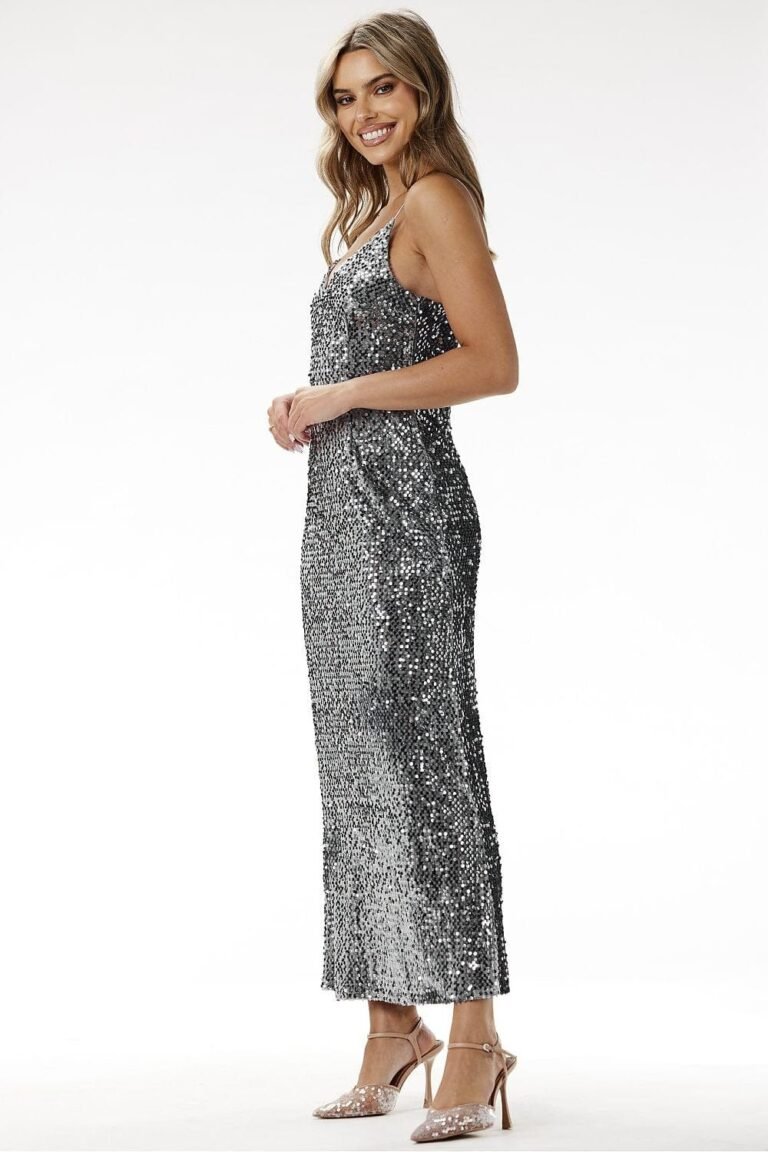Robe De Soiree Paillette Chic Longue Bretelles 10